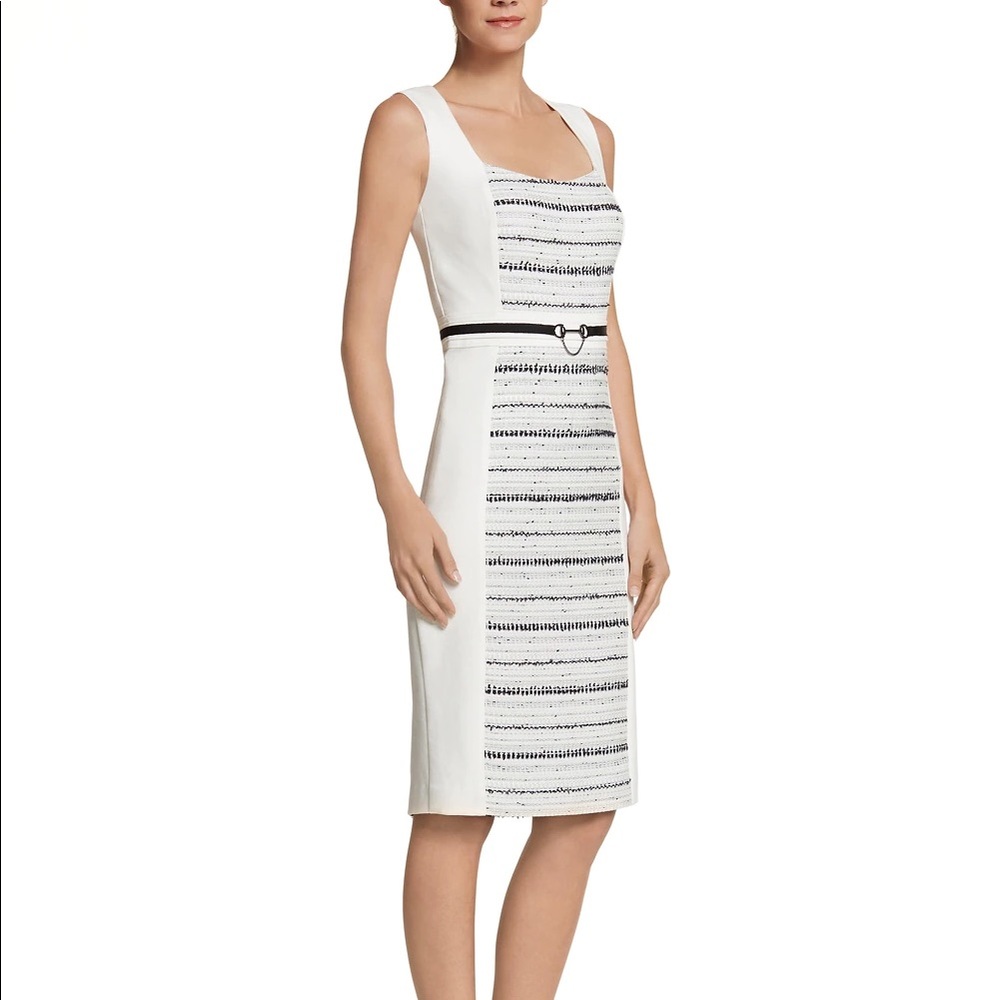 WHBM Size 0 Sleeveless Sheath Dress W Tweed Detail